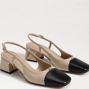 Sam Edelman Beige and Black Slingback Heels